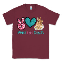Burgundy peace love easter with bunny and butterfly Classic Tee - Artiststas