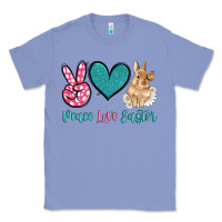 Colony Blue peace love easter with bunny and butterfly Classic Tee - Artiststas