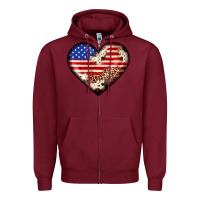 Burgundy western usa flag heart Zipper Hoodie - JahusDesignShop
