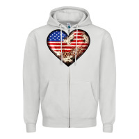 Dove Grey western usa flag heart Zipper Hoodie - JahusDesignShop