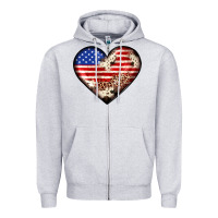 Heather Grey western usa flag heart Zipper Hoodie - JahusDesignShop
