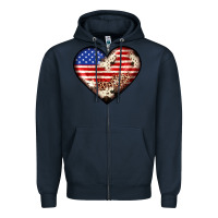 Navy western usa flag heart Zipper Hoodie - JahusDesignShop