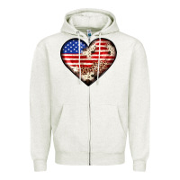Western Usa Flag Heart Zipper Hoodie | Teevron