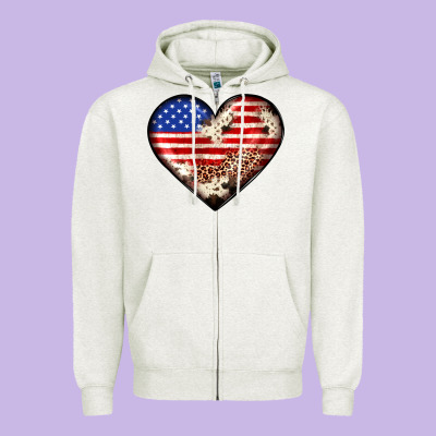 Western Usa Flag Heart Zipper Hoodie Designed By Jahusdesignshop