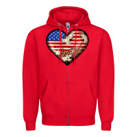 Red western usa flag heart Zipper Hoodie - JahusDesignShop
