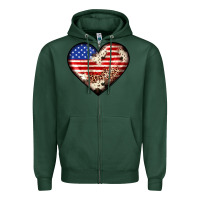 Sports Green western usa flag heart Zipper Hoodie - JahusDesignShop