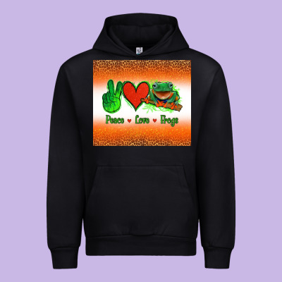 Peace Love Frogs Urban Hoodie Designed By Jasminsmagicworld