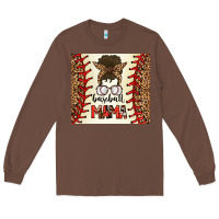 Chestnut Baseball Mom Messy Bun Long Sleeve Tee - CowhideDigitalArt