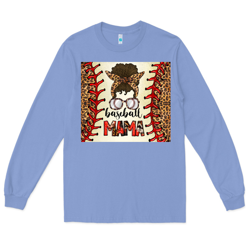 Baseball Mom Messy Bun Long Sleeve Tee by CowhideDigitalArt | Teevron