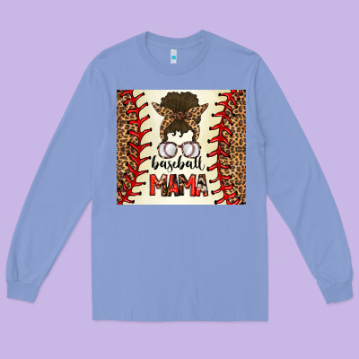 Baseball Mom Messy Bun Long Sleeve Tee Designed By Cowhidedigitalart