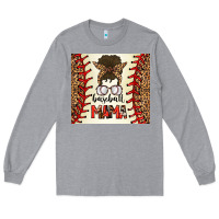 Heather Grey Baseball Mom Messy Bun Long Sleeve Tee - CowhideDigitalArt