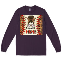 Plum Baseball Mom Messy Bun Long Sleeve Tee - CowhideDigitalArt