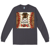 Smoke Baseball Mom Messy Bun Long Sleeve Tee - CowhideDigitalArt