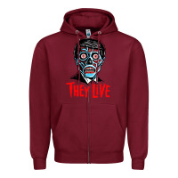 Burgundy they live Zipper Hoodie - DesigneFamous