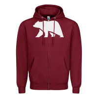 Burgundy bear Zipper Hoodie - DesigneFamous