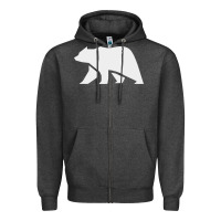 Charcoal Heather bear Zipper Hoodie - DesigneFamous