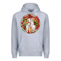 Heather Grey christmas goat family ornament Premium Hoodie - Artiststas