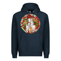 Navy christmas goat family ornament Premium Hoodie - Artiststas
