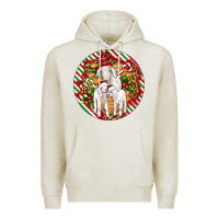 Oatmeal Heather christmas goat family ornament Premium Hoodie - Artiststas