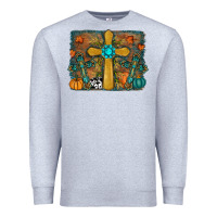 Heather Grey Fall Gemstone Cross Premium Sweatshirt - RanaPortraitStore