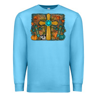 Ocean Blue Fall Gemstone Cross Premium Sweatshirt - RanaPortraitStore