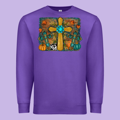 Fall Gemstone Cross Premium Sweatshirt Designed By Ranaportraitstore