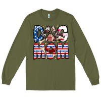 Army Green American Dog Mom Long Sleeve Tee - CowhideDigitalArt