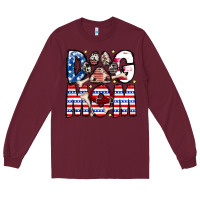 Burgundy American Dog Mom Long Sleeve Tee - CowhideDigitalArt