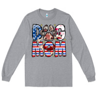 Heather Grey American Dog Mom Long Sleeve Tee - CowhideDigitalArt