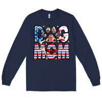 Navy American Dog Mom Long Sleeve Tee - CowhideDigitalArt