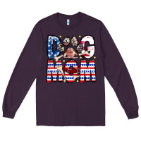 Plum American Dog Mom Long Sleeve Tee - CowhideDigitalArt