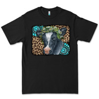 Black Floral Cow Leopard Gemstone Premium Tee - CowCowDesign
