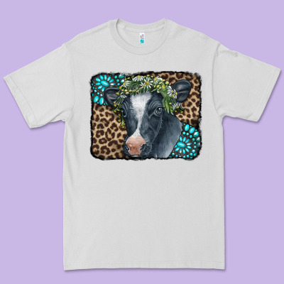 Floral Cow Leopard Gemstone Premium Tee Designed By Cowcowdesign