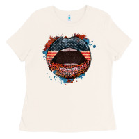 American Flag Lips 4th Of July Ladies Tee | Teevron