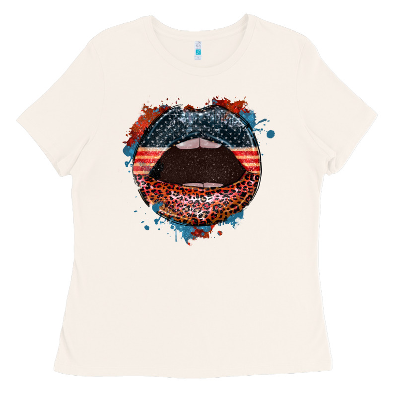 American Flag Lips 4th Of July Ladies Tee by FaDigitalArtStudio | Teevron