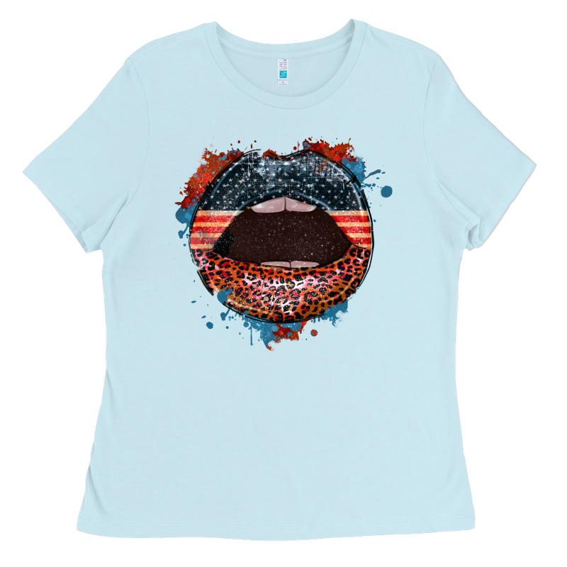 American Flag Lips 4th Of July Ladies Tee by FaDigitalArtStudio | Teevron