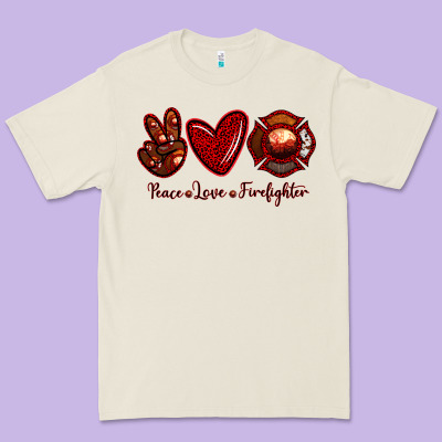 Peace Love Firefighter Premium Tee Designed By Ranaportraitstore