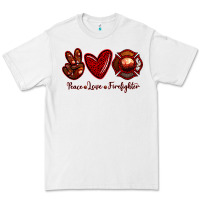 White Peace Love Firefighter Premium Tee - RanaPortraitStore