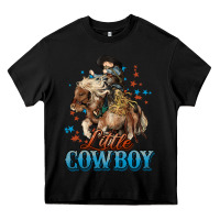 Black Little Cowboy Midilli Horse kid boy Heavy Core Tee - HowdyJamesFarm