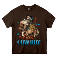 Chocolate Brown Little Cowboy Midilli Horse kid boy Heavy Core Tee - HowdyJamesFarm
