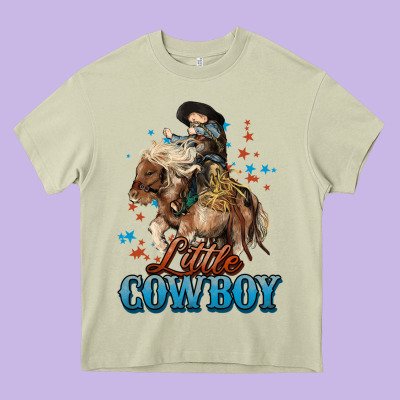 Little Cowboy Midilli Horse Kid Boy Heavy Core Tee Designed By Howdyjamesfarm