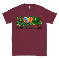 Burgundy Peace love St. Patrick's Day Classic Tee - CowGirlArtShop