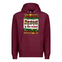 Burgundy Christmas Jesus Is The Reason Premium Hoodie - Artiststas