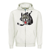 Oatmeal Heather chicago wolves Zipper Hoodie - DesigneFamous