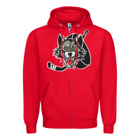 Red chicago wolves Zipper Hoodie - DesigneFamous