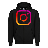 Black instagram Zipper Hoodie - DesigneFamous