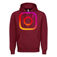 Burgundy instagram Zipper Hoodie - DesigneFamous
