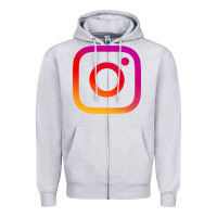 Heather Grey instagram Zipper Hoodie - DesigneFamous