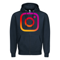 Navy instagram Zipper Hoodie - DesigneFamous