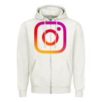 Oatmeal Heather instagram Zipper Hoodie - DesigneFamous